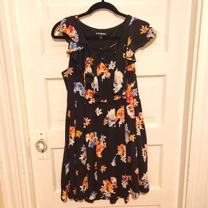 Express floral tie/criss-cross front dress